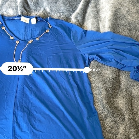 Chico’s blue blouse with gold chain - Picture 7 of 9